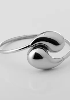 Bratara semirigida elastica cu doua picaturi din otel inoxidabil argintiu imagine