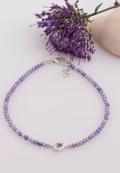 Bratara subtire din cubic zirconia si piesa hexagon din argint imagine