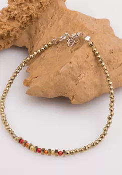 Bratara subtire din hematit auriu si cubic zirconia imagine