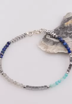 Bratara subtire din hematit cu lapis lazuli imagine