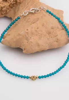 Bratara subtire turcoaz-auriu din cubic zirconia si hematit imagine