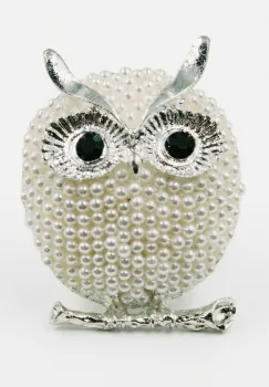 Brosa eleganta bufnita din metal cu perlute artificiale imagine