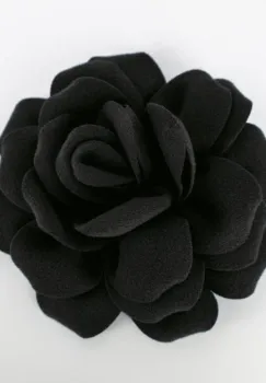 Brosa floare neagra cu diametru de 20 cm din stofa, cu clips si ac imagine