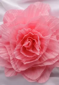 Brosa floare roz cu diametru de 20 cm din material creponat, cu clips pentru par imagine