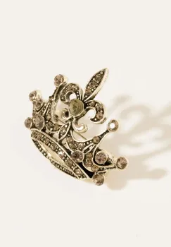 Brosa metalica argintie - coroana regala cu pietricele argintii imagine