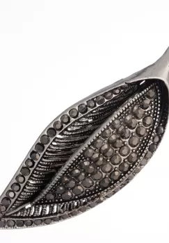 Brosa metalica argintie cu pietricele fatetate , frunza dubla imagine