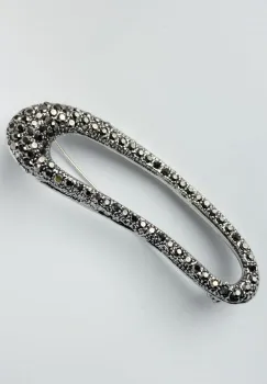 Brosa metalica argintie cu pietricele gen marcasite argintii, tip ac imagine