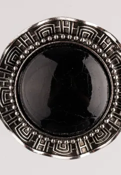 Brosa metalica argintie, rotund cu piatra naturala de onix imagine