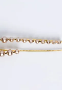 Brosa metalica aurie tip ac cu perle sintetice aurii imagine