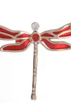 Brosa metalica auriu cu rosu, libelula cu pietricele argintii imagine