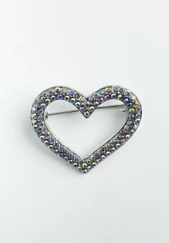 Brosa metalica inima arginite acoperita cu pietricele stralucitoare imagine