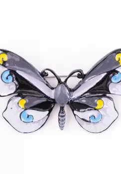 Brosa metalica neagra fluture negru cu gri imagine