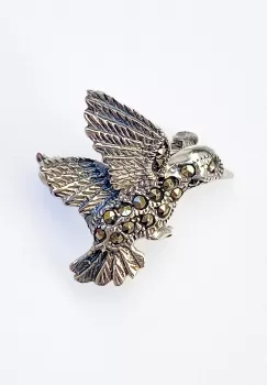 Brosa pasare colibri din argint 925 cu pietre foarte fine de marcasite, simbol al puritatii si al iubirii imagine