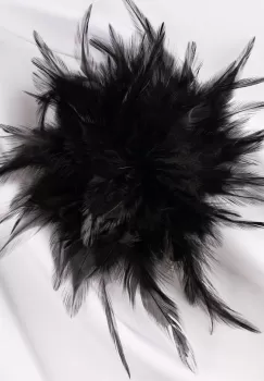 Brosa puf pene neagra cu diamtetru de 15 cm, cu clips pentru par imagine