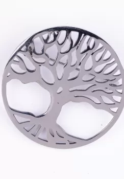 Brosa rotunda metalica Pomul Vietii argintiu imagine