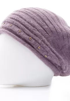 Caciula lila cu fir din lurex si decoratiune strasuri, captusita in interior cu blanita sintetica imagine