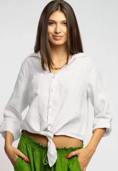 Camasa alba din in cu nod in fata imagine