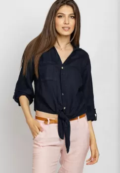 Camasa bleumarin din in cu nod in fata imagine