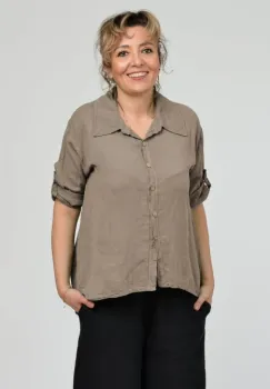 Camasa din in cu coada de randunica, bleumarin imagine