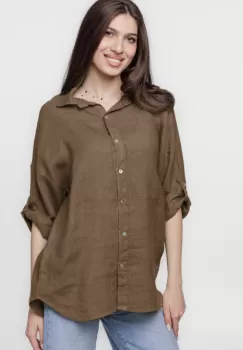 Camasa maro lejera, din in cu dantela pe spate imagine