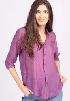 Camasa mov, subtire, cu guler clasic imagine