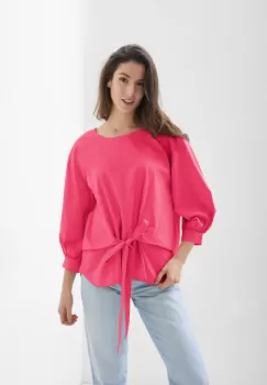 Camasa roz fucsia din poplin de bumbac cu funda in fata imagine