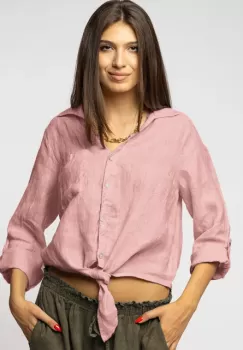 Camasa roz pal din in cu nod in fata imagine