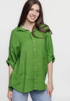 Camasa verde olive lejera, din in cu dantela pe spate imagine