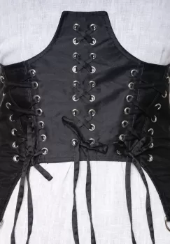 Centura corset lata 20 cm din material textil cu trei randuri de sireturi si capse argintii, elastic lat la spate imagine