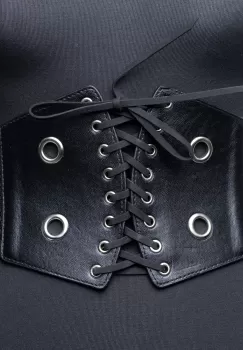 Centura corset lata din piele ecologica cu siret si capse mari imagine