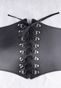 Centura corset lata din piele ecologica cu siret si elemente metalice imagine