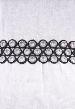 Centura flexibila cu cercuri metalice argintii de 1 cm cu pietricele stralucitoare imagine