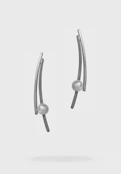 Cercei Buttress cu perla, din alama placata cu gun metal imagine