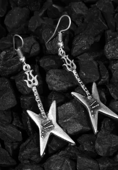 Cercei chitara electrica din zamac cu aspect lucrat manual imagine