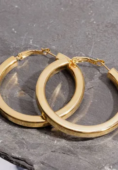 Cercei creole 4 cm cu sectiune patrata din otel inoxidabil auriu imagine