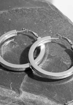 Cercei creole 5 cm cu sectiune patrata din otel inoxidabil argintiu imagine