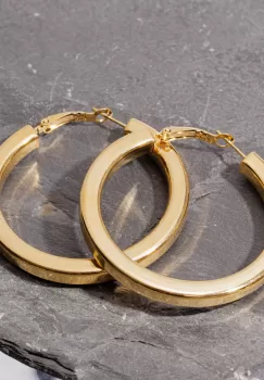 Cercei creole 5 cm cu sectiune patrata din otel inoxidabil auriu imagine