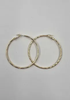 Cercei creole aurii striate cu tija din argint 925 imagine