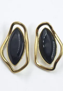 Cercei din otel inoxidabil negri   Onyx Gold,  , cu accente aurii si design sculptural imagine