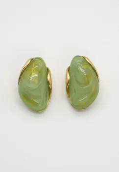 Cercei din otel inoxidabil verzi   Olive Glow,  , design statement imagine