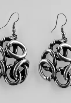 Cercei din zamac cu forma de cercuri incolacite imagine