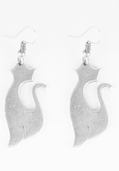 Cercei din ZAMAC cu forma de pisica stilizata imagine