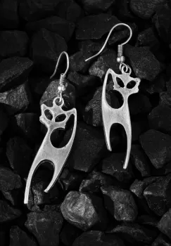 Cercei din ZAMAC cu forma de pisicuta stilizata imagine