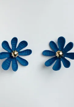 Cercei in forma de floare cu multe petale, albastru mat imagine