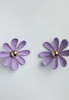 Cercei in forma de floare cu multe petale, lila mat imagine