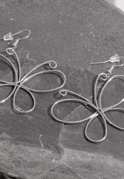 Cercei in forma de fluture din otel inoxidabil argintiu imagine