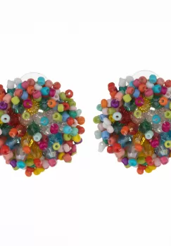 Cercei in forma de papadie cu pietricele mici in culori vibrante imagine