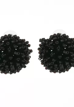 Cercei in forma de papadie cu pietricele mici negre imagine