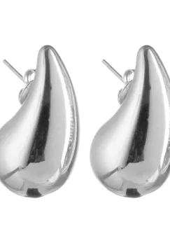 Cercei in forma de picatura din otel inoxidabil argintiu, model gen botega venetta imagine