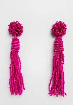 Cercei lungi in forma de ciucure cu margelute fucsia imagine